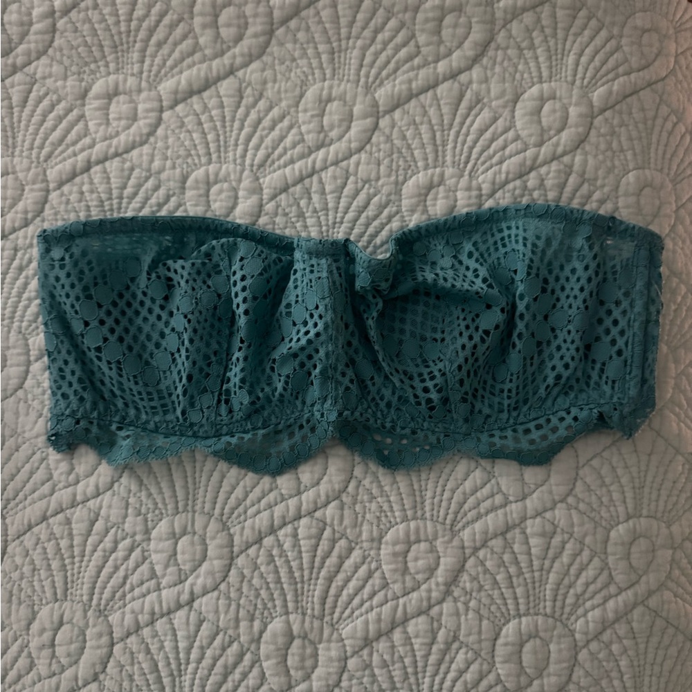 Victoria's Secret Teal Lace Underwire Bandeau Size M NWOT
